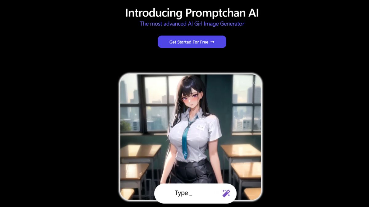 Captura de pantalla de la página de inicio de PromptChan.AI